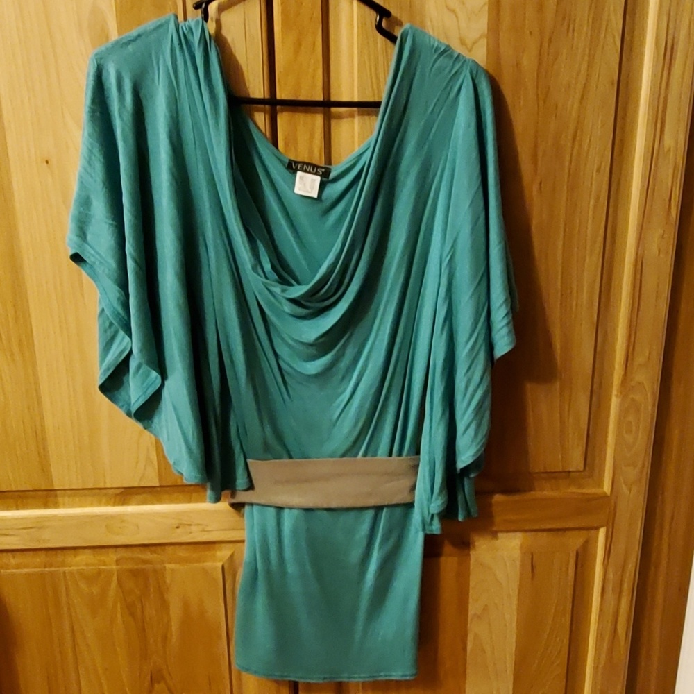 Venus Drape Neck Top with Tie Belt - Picture 2 of 5